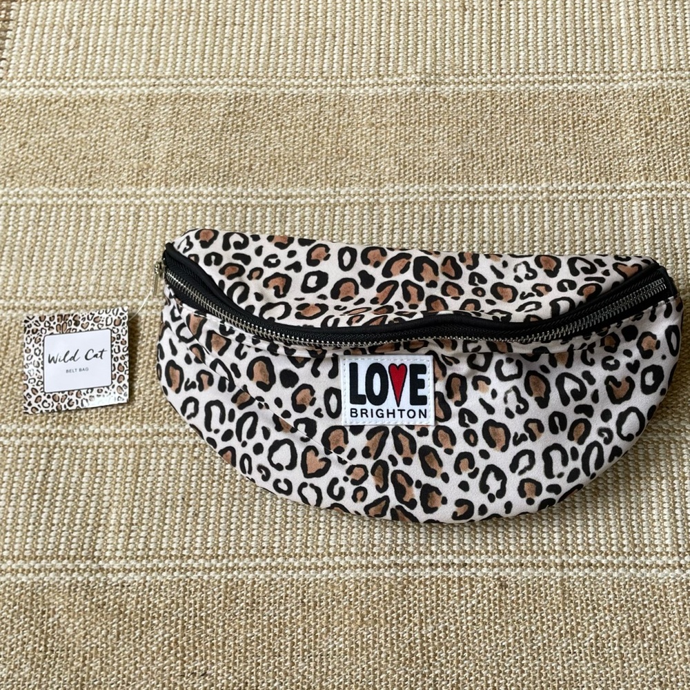 NWT Brighton Wild Cat Brown & Black Leopard Print Belt Bag Fanny Pack Adjustable